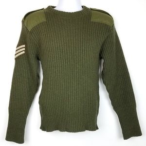 Jersey Man's Heavy Olive Military Sweater, Size L